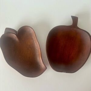 Hand-Carved Wooden Fruit Bowls - Set of 2